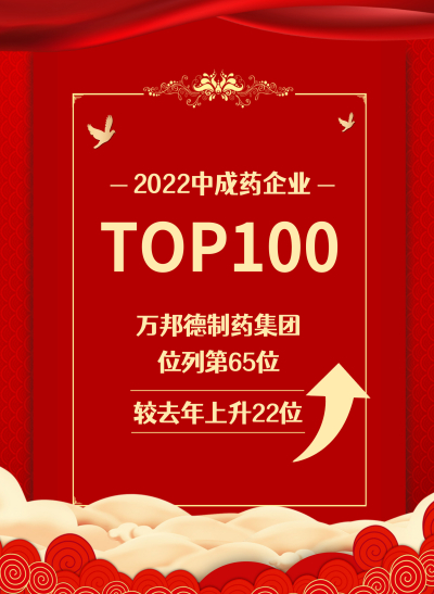 荣誉 | 万邦德制药集团又双叒荣登“中成药企业TOP100”榜单！